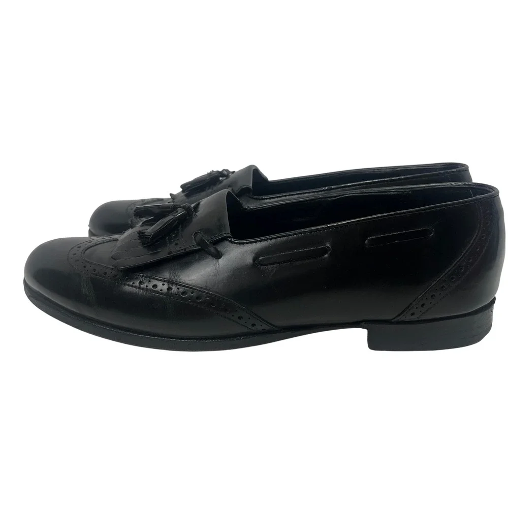 Johnston & Murphy Daniel Forbes Black Tassel Kiltie Leather Loafers 8 USA Read